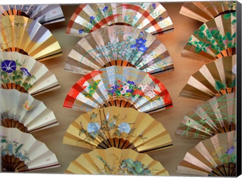 Framed Folding Fan, Kyoto, Japan Print