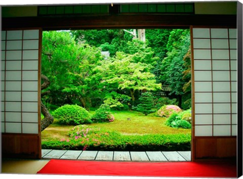 Framed Traditional Architecture and Zen Garden, Kyoto, Japan Print