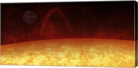 Framed Artist's concept of a Hot Jupiter orbiting a star named 51 Pegasi Print