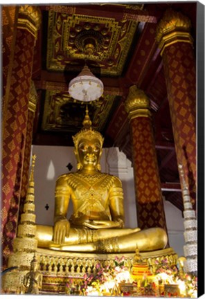 Framed Bronze cast seated Buddha covered in gold, Wat Na Phramane, Ayuthaya, Thailand Print