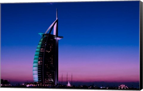 Framed Sunset at the Burj Al Arab, Dubai, United Arab Emirates Print