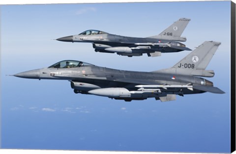 Framed Two Dutch F-16AMs Over the Mediterranean Sea (side view) Print