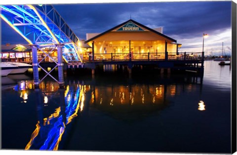 Framed Fisherman&#39;s Wharf Tavern, Mariners Cove, Gold Coast, Queensland, Australia Print