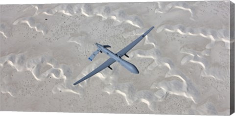 Framed MQ-1 Predator Flies over the White Sands National Monument, New Mexico Print