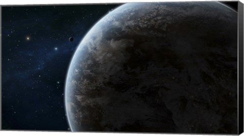 Framed Earth-like Planet in the Middle of a Calm Area of Space Print