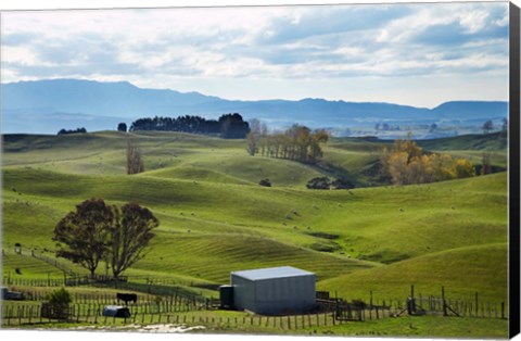 Framed Farmland, Napier, Taihape Road, Hawkes Bay, North Island, New Zealand Print