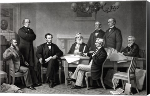 Framed President Lincoln reading the Emancipation Proclamation to his Cabinet Print