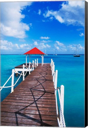 Framed Dock in St Francois, Guadeloupe, Puerto Rico Print