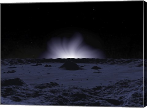 Framed Ghostly Coronal Light Reveals Mercury's Rugged and Inhospitable Surface Print