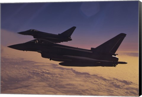 Framed Two German Air Force Eurofighter Typhoon&#39;s at Sunset Print
