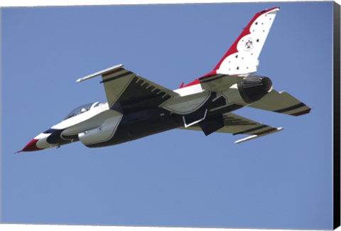 Framed US Air Force F-16 Thunderbird Jet in Flight over Belgium Print