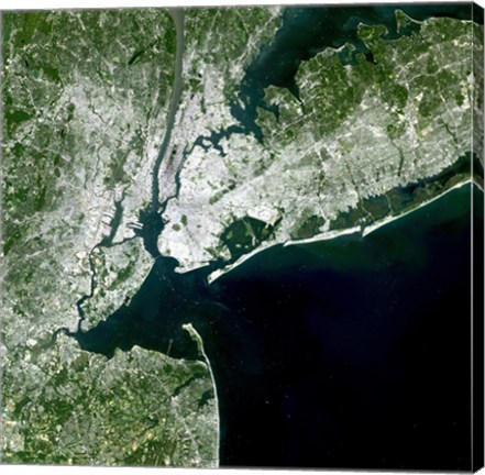 Framed Satellite view of New York City Print