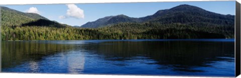 Framed Lake with mountains, Morse Basin, Prince Rupert, British Columbia Print