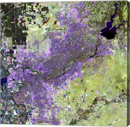 Framed Satellite view of the Sacramento Metropolitan Area Print