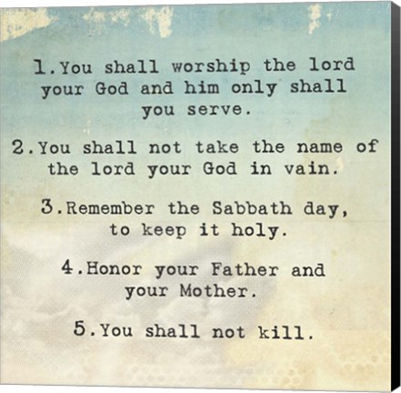 Framed Ten Commandments 1-5 Print