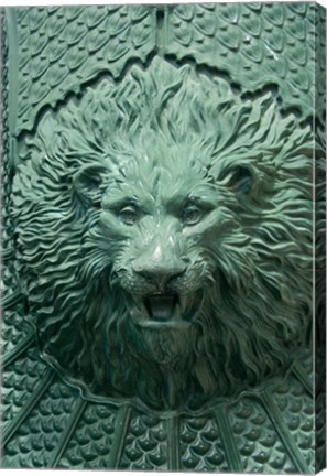 Framed Spain, Bilbao Lion fountain, Waterfront Print