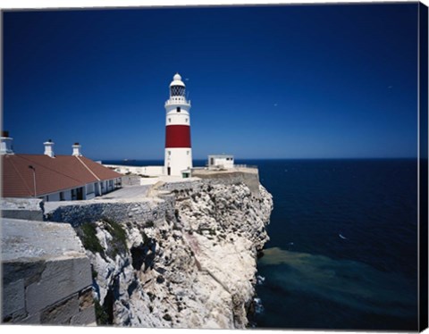 Framed Lighthouse, Europa Point, Gibraltar, Spain Print