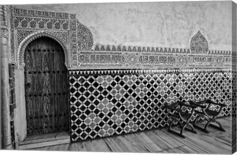 Framed Spain, Andalusia, Alhambra Ornate Door and tile of Nazrid Palace Print