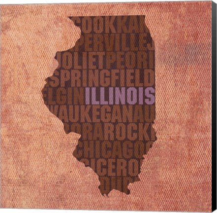 Framed Illinois State Words Print