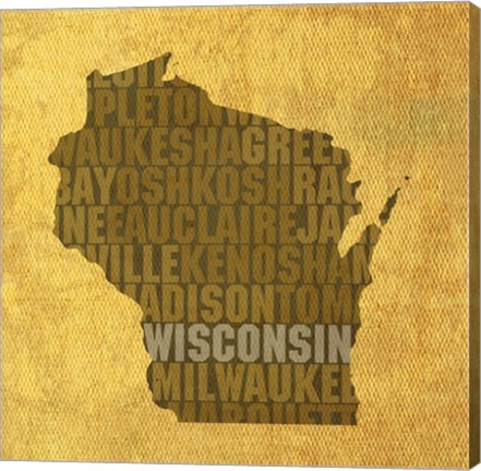 Framed Wisconsin State Words Print