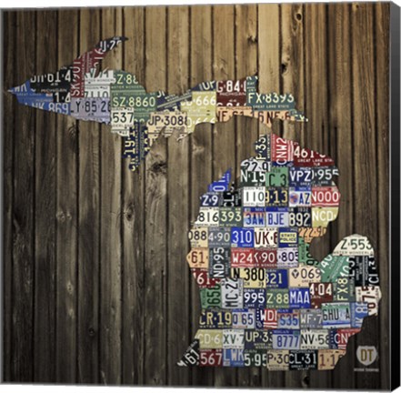 Framed Michigan Counties License Plate Print