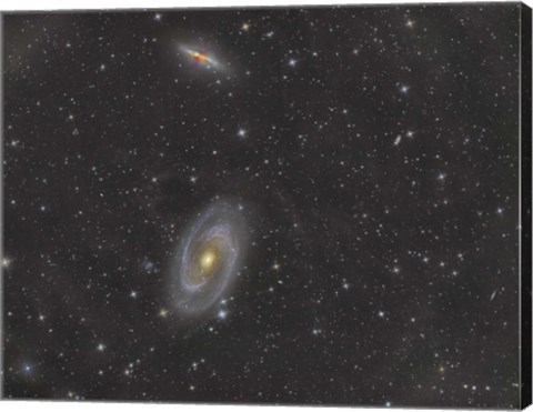 Framed Cigar Galaxy and Bode's Galaxy in the Constellation Ursa Major Print