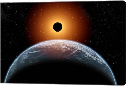 Framed total Eclipse of the Sun as seen from being in Earth's orbit Print