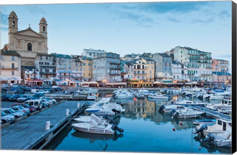 Framed Bastia Port at Dusk Print
