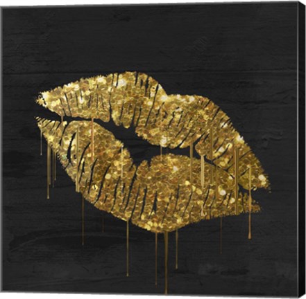 Framed Golden Lips Print