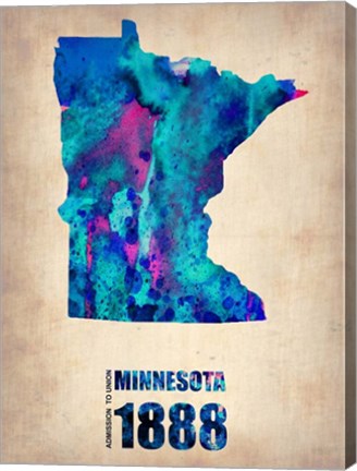 Framed Minnesota Watercolor Map Print