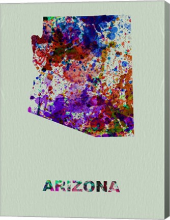 Framed Arizona Color Splatter Map Print