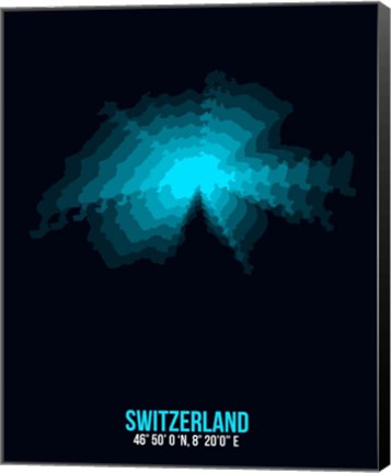 Framed Switzerland Radiant Map 2 Print