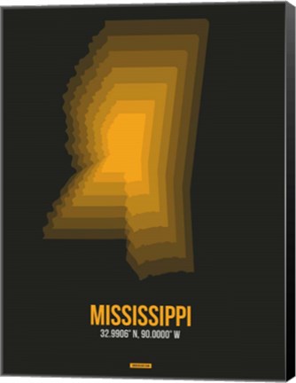 Framed Mississippi Radiant Map 5 Print
