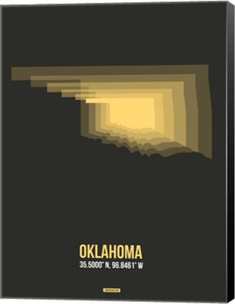 Framed Oklahoma Radiant Map 4 Print
