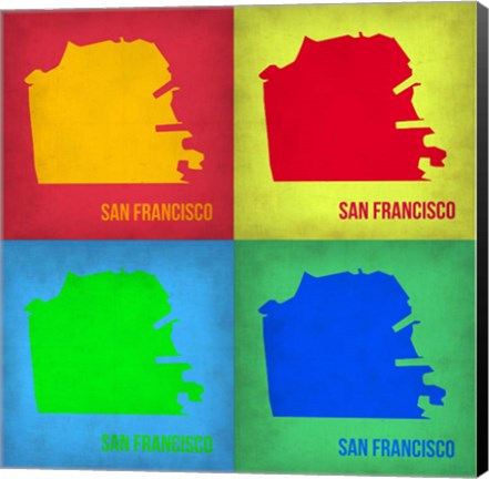 Framed San Francisco Pop Art Map 1 Print