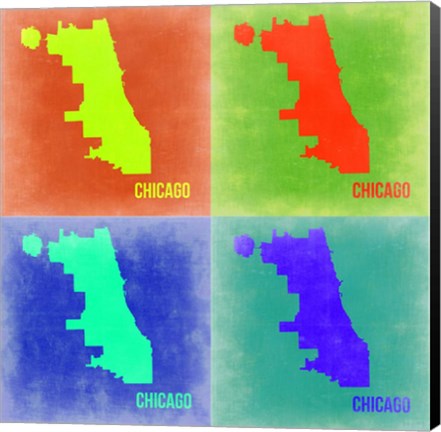 Framed Chicago Pop Art Map 2 Print