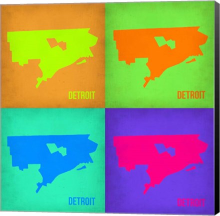 Framed Detroit Pop Art Map 1 Print