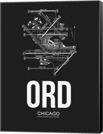 Framed ORD Chicago Airport Black Print