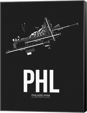 Framed PHL Philadelphia Airport Black Print