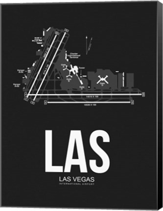 Framed LAS Las Vegas Airport Black Print