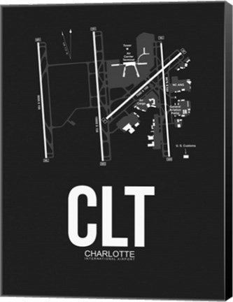 Framed CLT Charlotte Airport Black Print