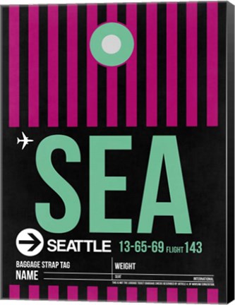 Framed SEA Seattle Luggage Tag 2 Print