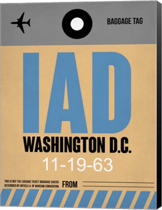 Framed IAD Washington Luggage Tag 1 Print