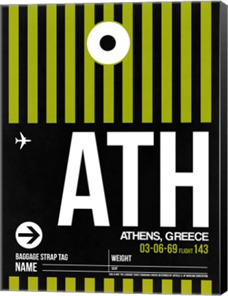 Framed ATH Athens Luggage Tag 2 Print