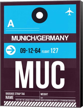 Framed MUC Munich Luggage Tag 1 Print