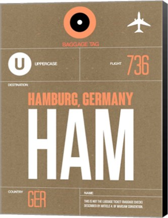 Framed HAM Hamburg Luggage Tag 2 Print