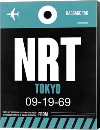 Framed NRT Tokyo Luggage Tag 2 Print