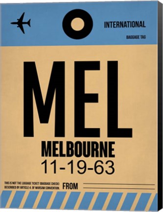 Framed MEL Melbourne Luggage Tag 1 Print