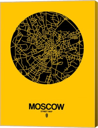 Framed Moscow Street Map Yellow Print