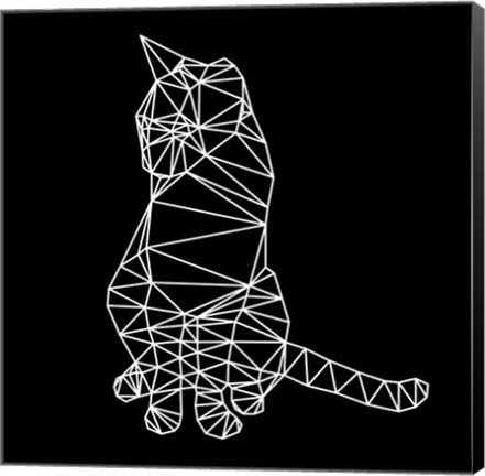 Framed Smart Cat Polygon Print